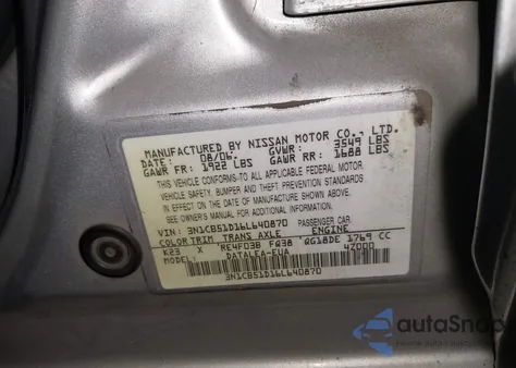 2006 Nissan Sentra 1.8S from USA, damaged, VIN 3N1CB51D16L640870